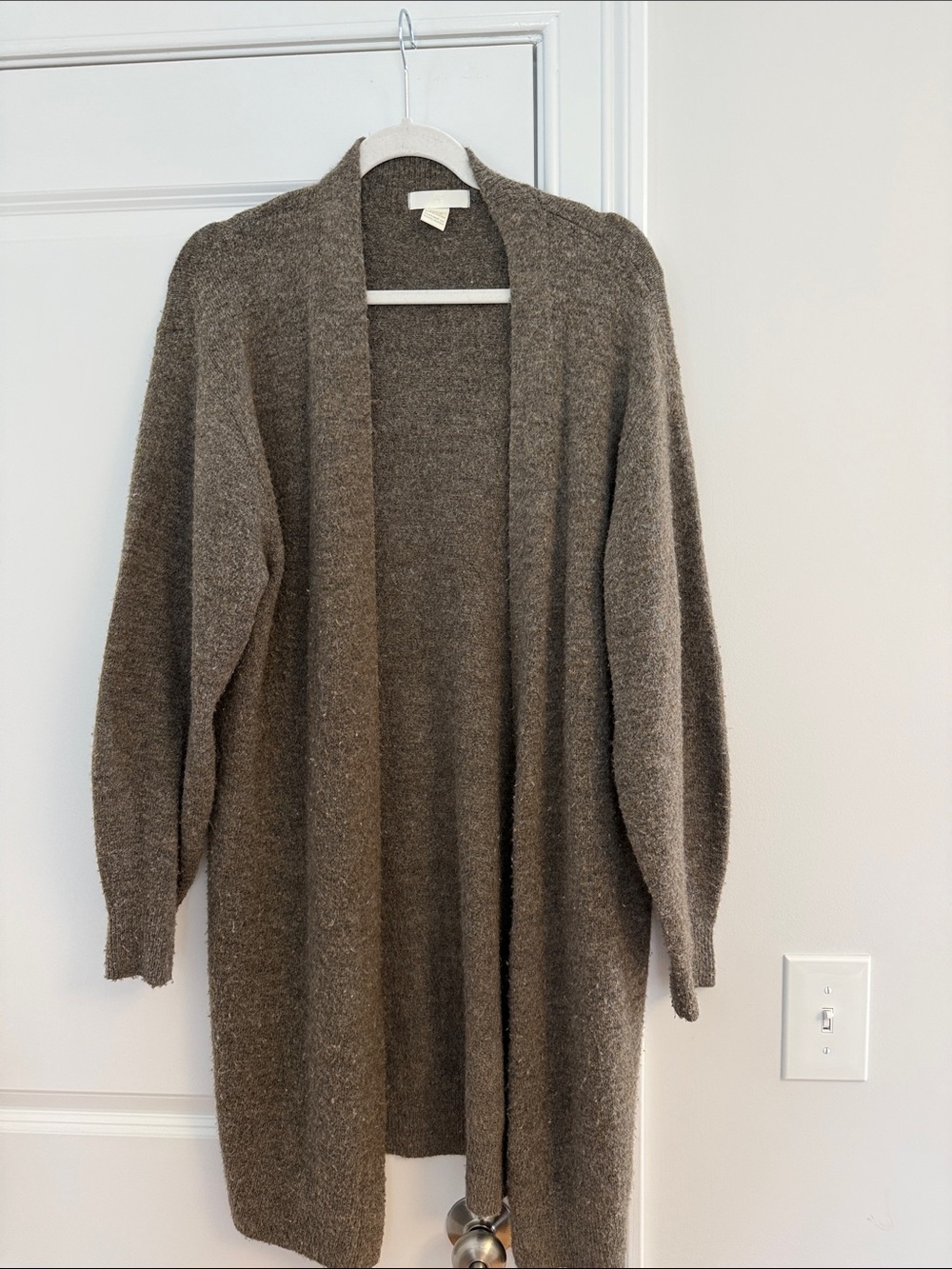 H&M Brown Open-Front Longline Cardigan